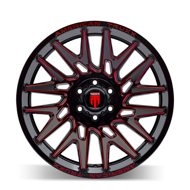 American Truxx AT1919 Evolution 22x12 / 8x165.1 BP / -44mm OS / 125.2mm Hub Gls Blk Prizm Red Wheel