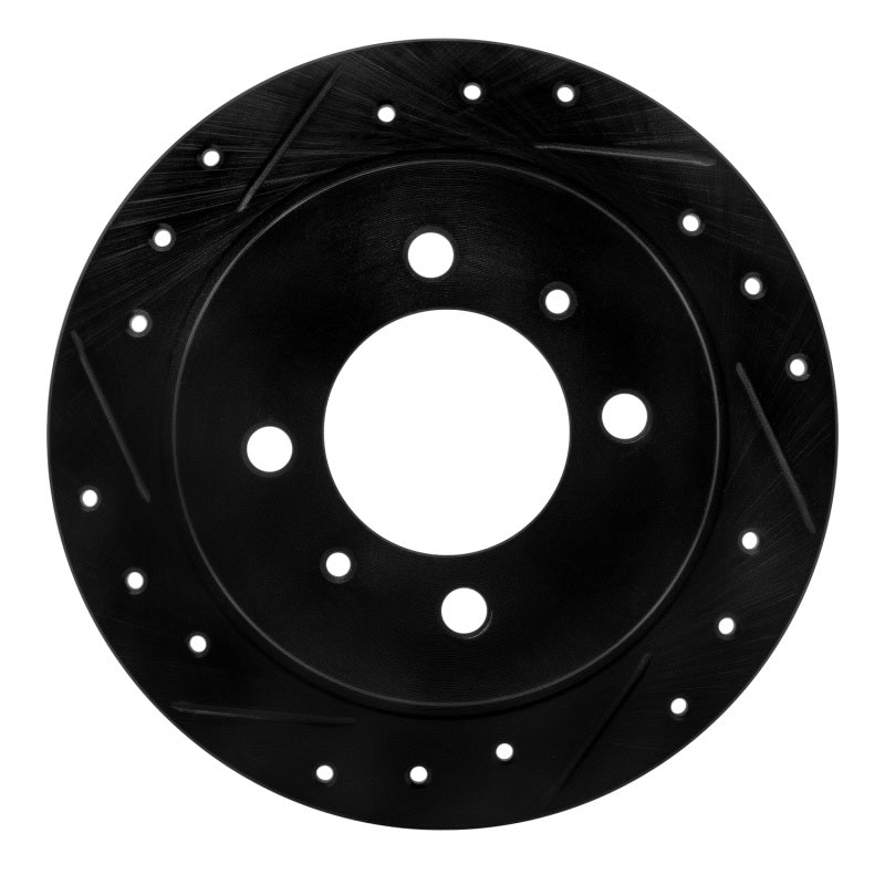 R1 Concepts R1 91-06 Nissan NX Rear Left Drilled & Slotted Black Brake Rotor