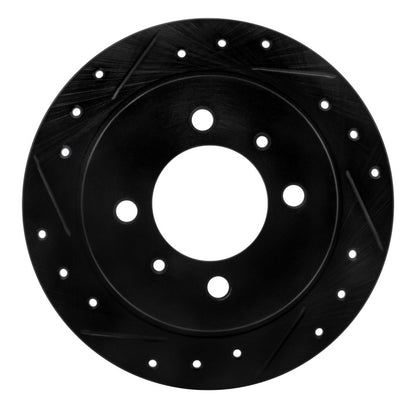 R1 Concepts R1 91-06 Nissan NX Rear Left Drilled & Slotted Black Brake Rotor