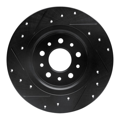 R1 Concepts R1 14-19 Fiat 500L Rear Right Drilled & Slotted Black Brake Rotor