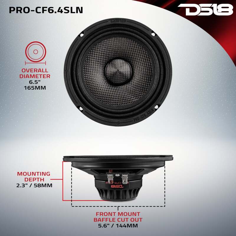 DS18 6.5in 150 Watts RMS 4 ohm Mid-Range Loudspeaker Neodymium Shallow