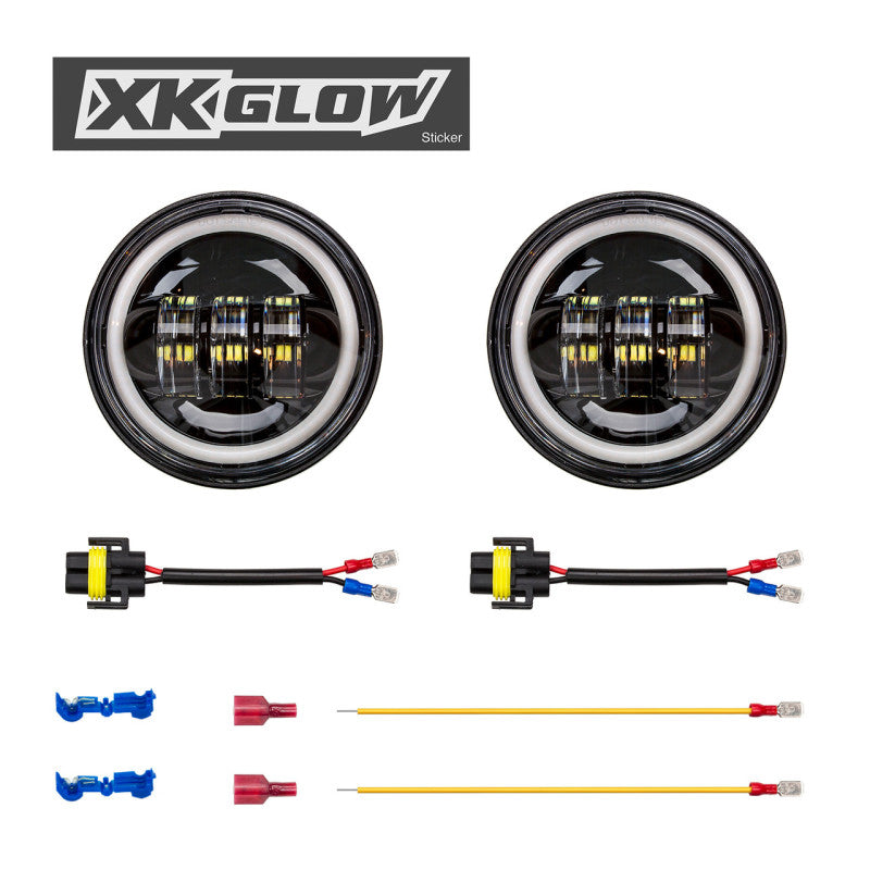XKGLOW XK Glow Black 2pc. Motorcycle Driving Lights w/ Amber Halo