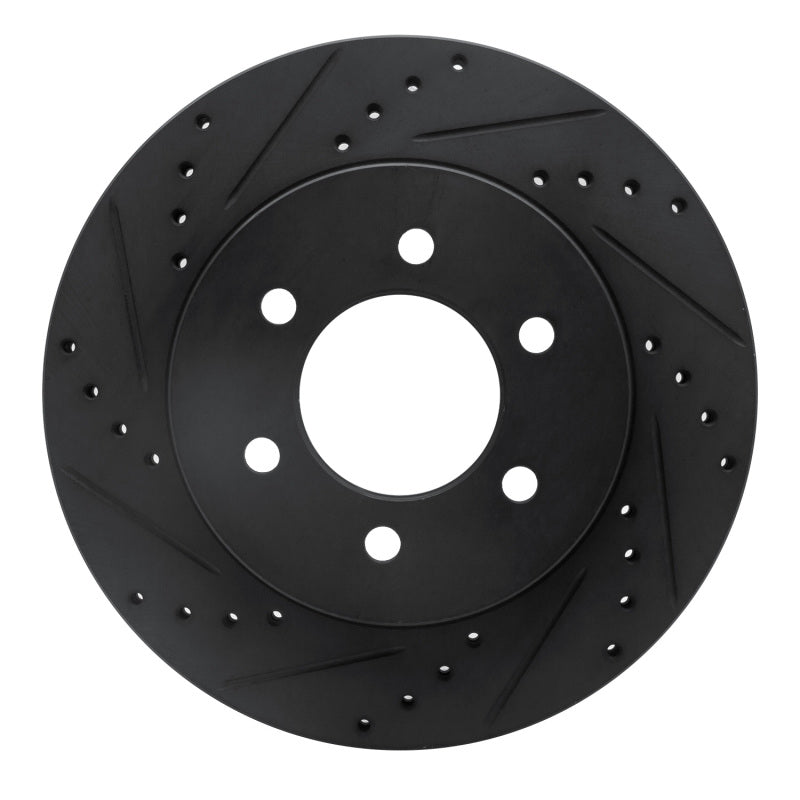 R1 Concepts R1 04-08 Ford F-150 4WD Front Left Drilled & Slotted Black Brake Rotor