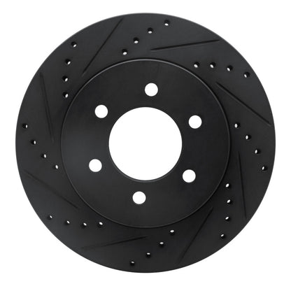 R1 Concepts R1 04-08 Ford F-150 4WD Front Left Drilled & Slotted Black Brake Rotor