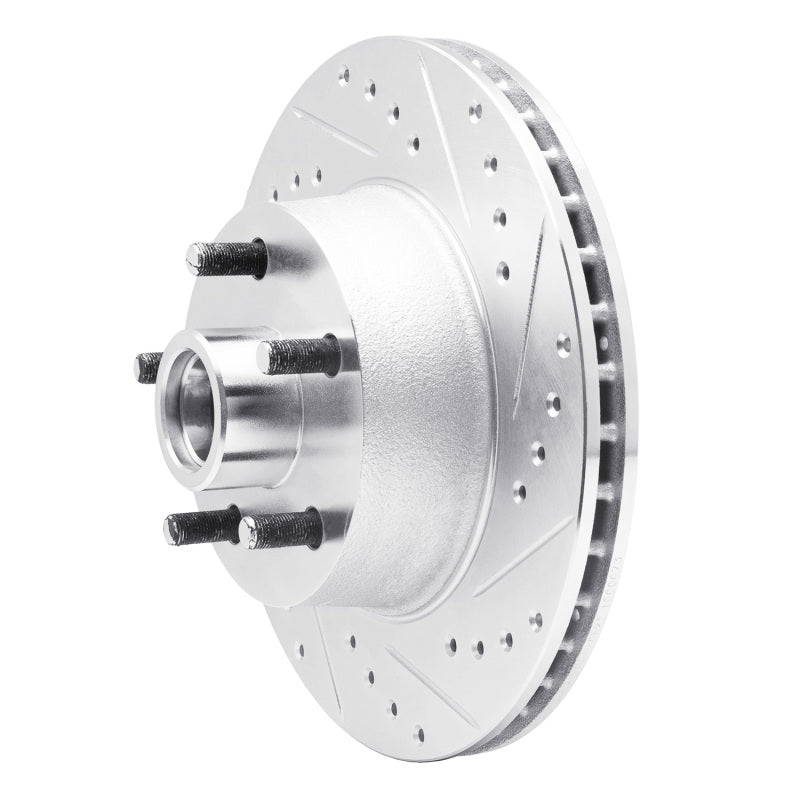 R1 Concepts R1 68-70 Ford Mustang Front Right Drilled & Slotted Silver Brake Rotor