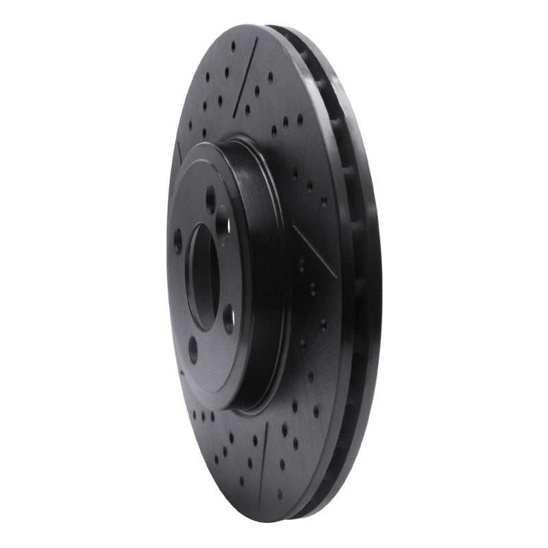 R1 Concepts R1 07-15 Mini Cooper Clubman Front Drilled & Slotted Black Brake Rotor