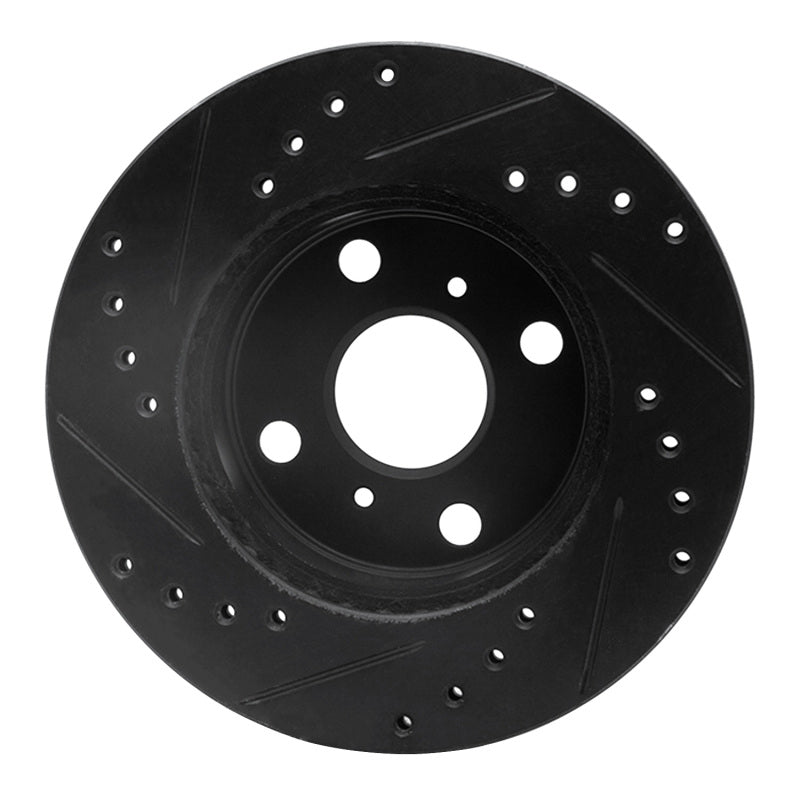R1 Concepts R1 85-88 Chevrolet Nova Front Right Drilled & Slotted Black Brake Rotor