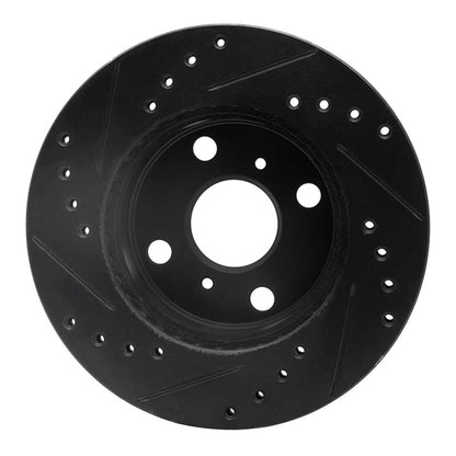 R1 Concepts R1 85-88 Chevrolet Nova Front Right Drilled & Slotted Black Brake Rotor