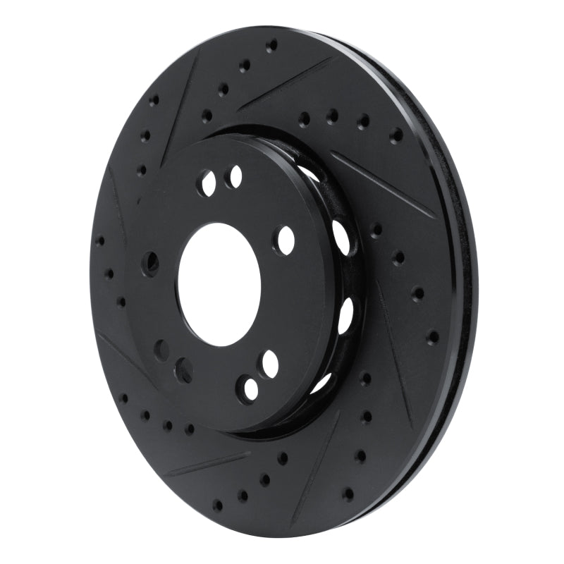R1 Concepts R1 90-92 Mercedes-Benz 300TE Front Left Drilled & Slotted Black Brake Rotor