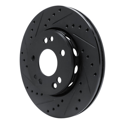 R1 Concepts R1 90-92 Mercedes-Benz 300TE Front Left Drilled & Slotted Black Brake Rotor