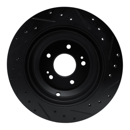 R1 Concepts R1 09-20 Genesis G80 Rear Left Drilled & Slotted Black Brake Rotor