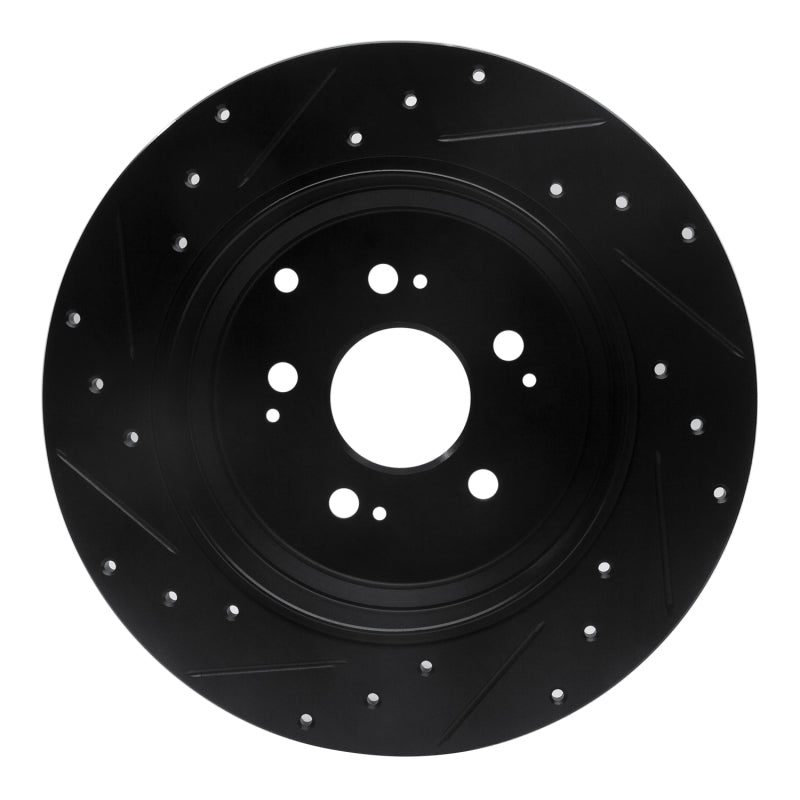 R1 Concepts R1 07-17 Acura MDX Rear Right Drilled & Slotted Black Brake Rotor