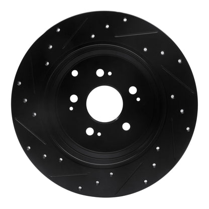 R1 Concepts R1 07-17 Acura MDX Rear Right Drilled & Slotted Black Brake Rotor