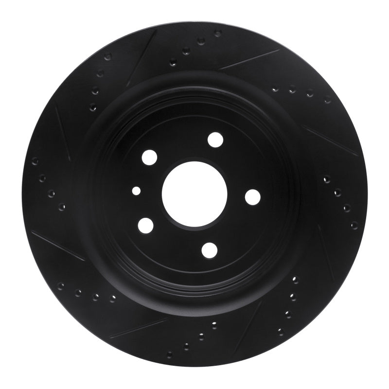 R1 Concepts R1 16-24 Cadillac ATS Rear Right Drilled & Slotted Black Brake Rotor