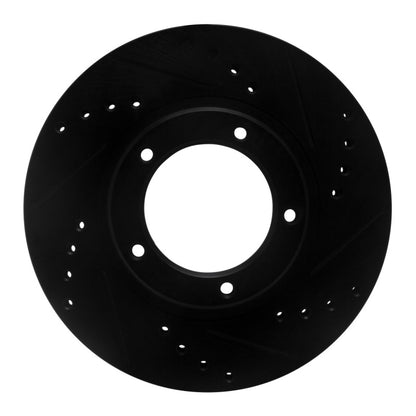 R1 Concepts R1 95-04 Toyota Tacoma Front Right Drilled & Slotted Black Brake Rotor