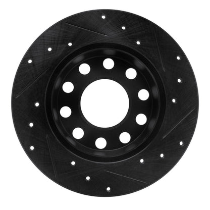 R1 Concepts R1 00-08 Audi A4 (USA/Canada) Rear Left Drilled & Slotted Black Brake Rotor