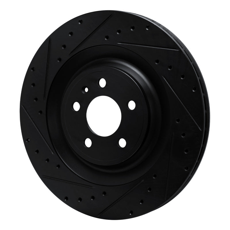 R1 Concepts R1 15-18 Porsche Macan Rear Left Drilled & Slotted Black Brake Rotor