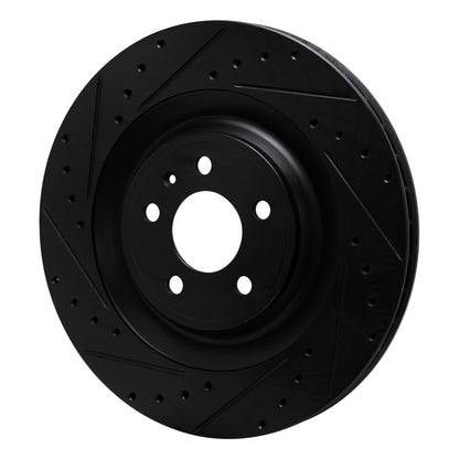 R1 Concepts R1 15-18 Porsche Macan Rear Left Drilled & Slotted Black Brake Rotor