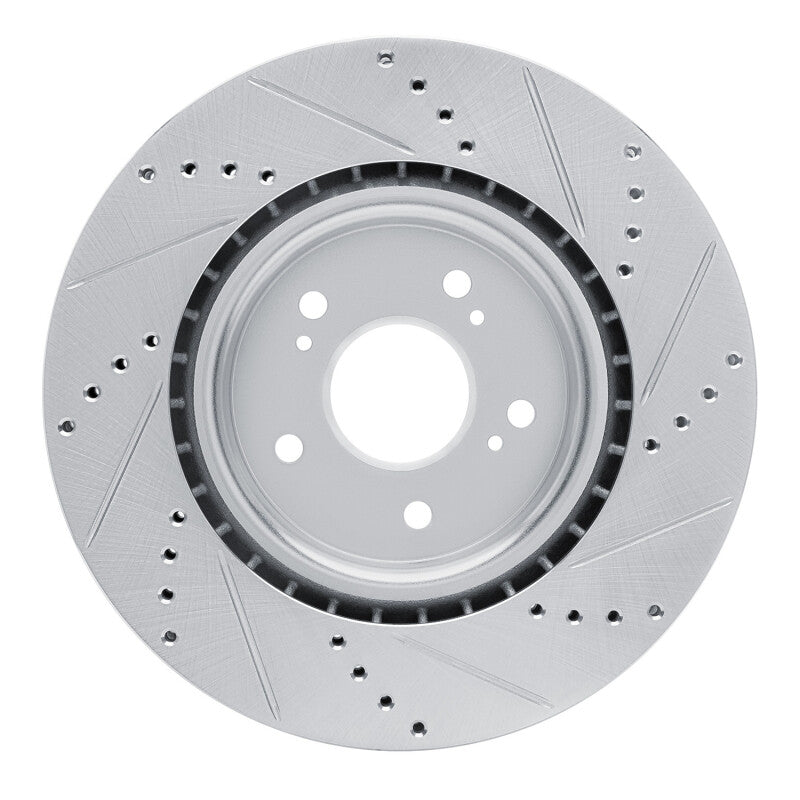 R1 Concepts R1 2019-2025 Acura RDX Front Left Drilled & Slotted Silver Brake Rotor