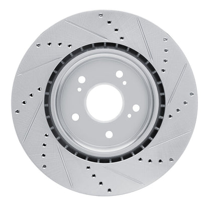 R1 Concepts R1 2019-2025 Acura RDX Front Left Drilled & Slotted Silver Brake Rotor