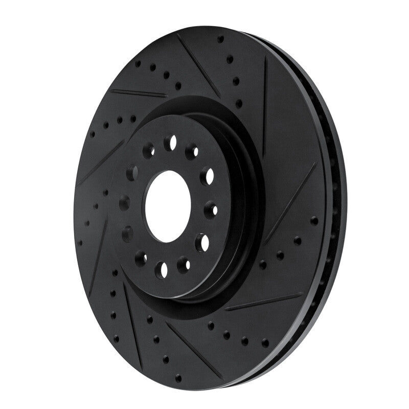 R1 Concepts R1 2017-2025 Buick Enclave Front Right Drilled & Slotted Black Brake Rotor