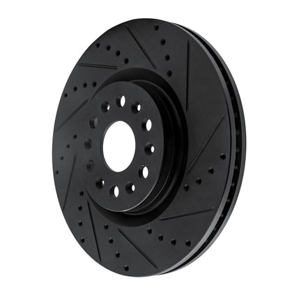 R1 Concepts R1 2017-2025 Buick Enclave Front Right Drilled & Slotted Black Brake Rotor