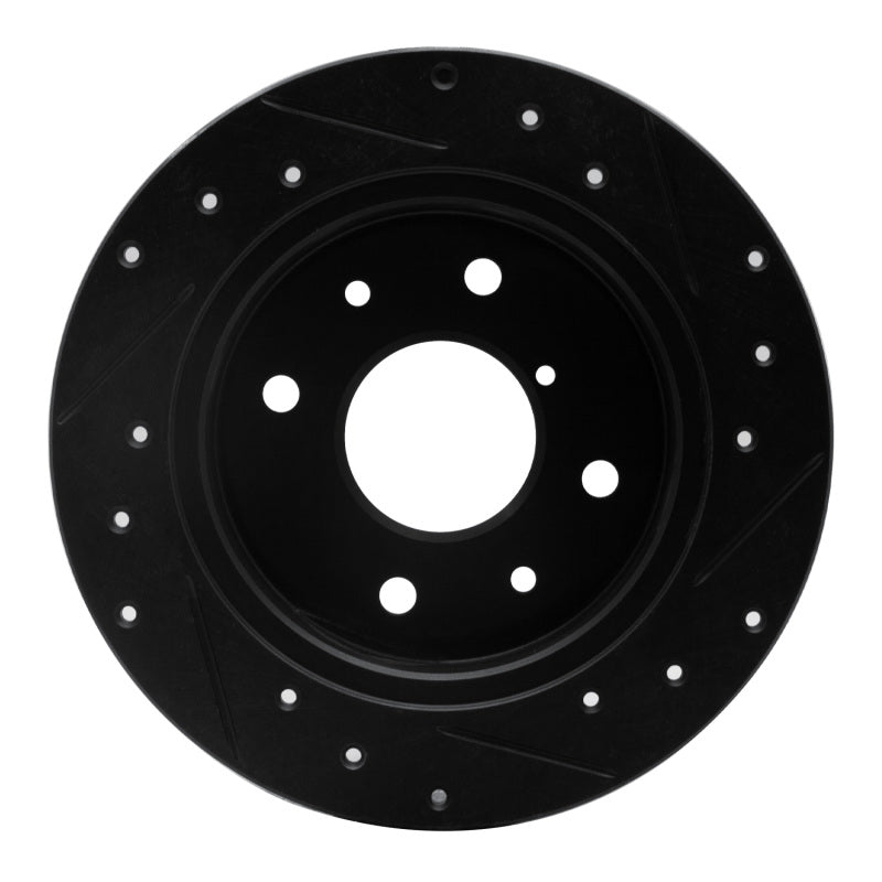 R1 Concepts R1 86-88 Mazda RX-7 Rear Left Drilled & Slotted Black Brake Rotor
