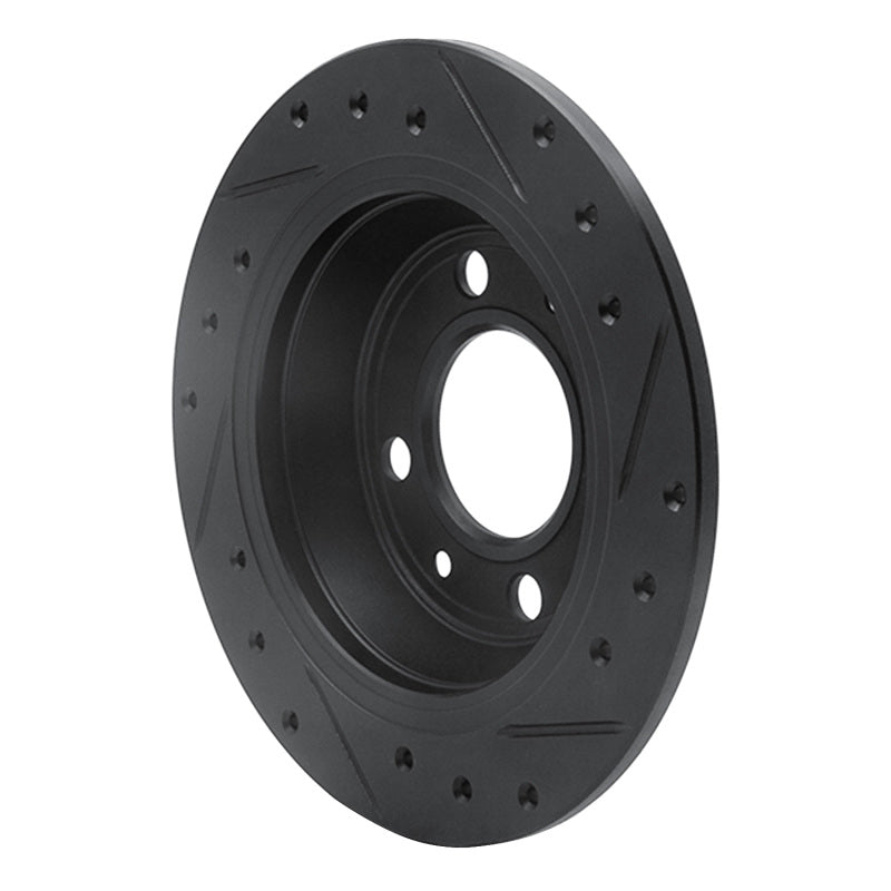 R1 Concepts R1 86-98 Saab 9000 Rear Left Drilled & Slotted Black Brake Rotor