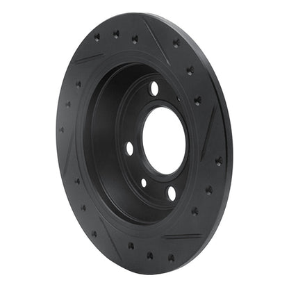 R1 Concepts R1 86-98 Saab 9000 Rear Left Drilled & Slotted Black Brake Rotor