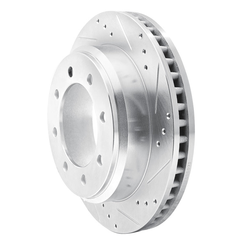 R1 Concepts R1 08-25 Ford E-350 Super Duty Rear Right Drilled & Slotted Silver Brake Rotor