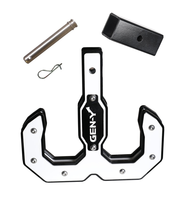 GEN-Y Hitch Gen-Y Hulk 2.0 16K Tow Hook 2in Shank w/GH-009 Reducer Sleeve/GH-099 Pin/GH-011 Clip - Black/White