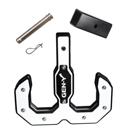 GEN-Y Hitch Gen-Y Hulk 2.0 16K Tow Hook 2in Shank w/GH-009 Reducer Sleeve/GH-099 Pin/GH-011 Clip - Black/White