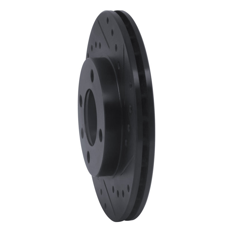 R1 Concepts R1 80-08 Audi 4000 Front Right Drilled & Slotted Black Brake Rotor