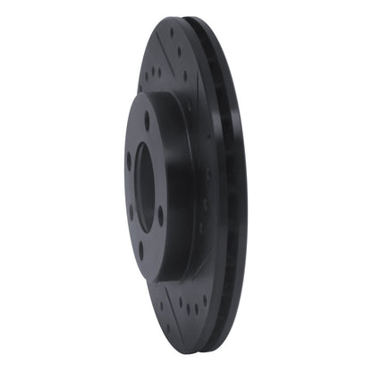 R1 Concepts R1 80-08 Audi 4000 Front Right Drilled & Slotted Black Brake Rotor