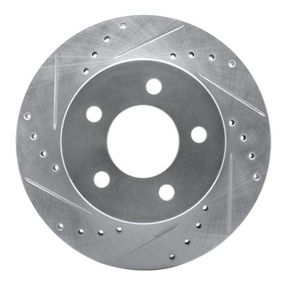 R1 Concepts R1 90-99 Jeep Cherokee Front Left Drilled & Slotted Silver Brake Rotor