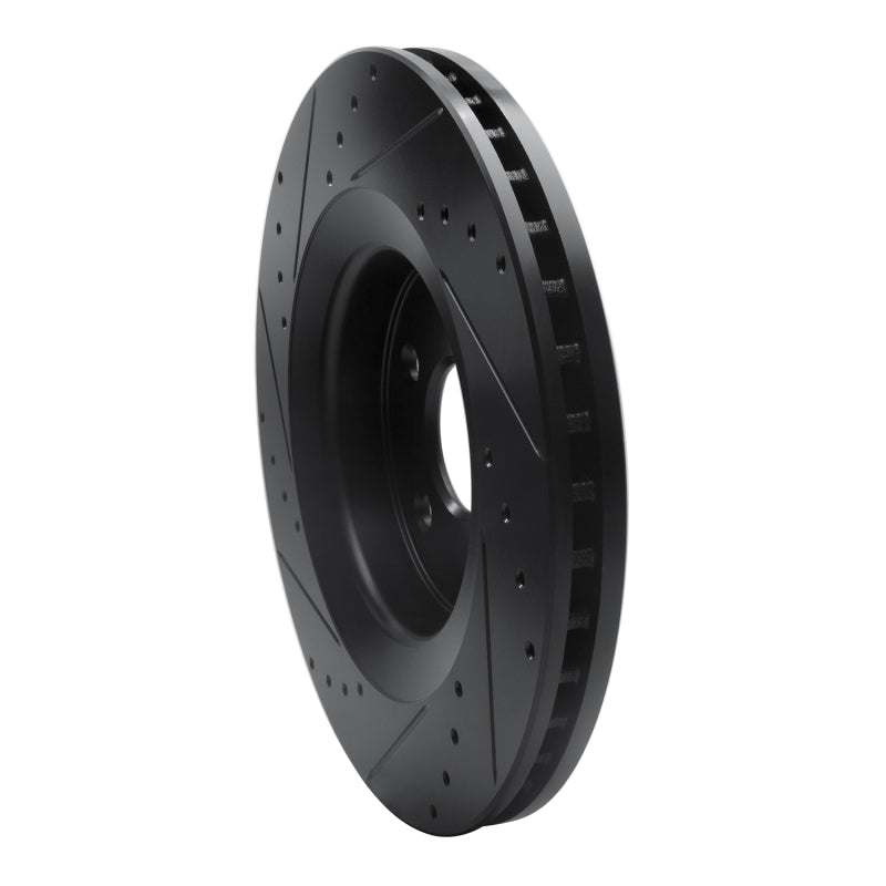 R1 Concepts R1 06-10 Jeep Grand Cherokee Front Right Drilled & Slotted Black Brake Rotor