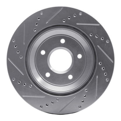 R1 Concepts R1 97-09 Cadillac XLR Left Front Drilled & Slotted Silver Brake Rotor