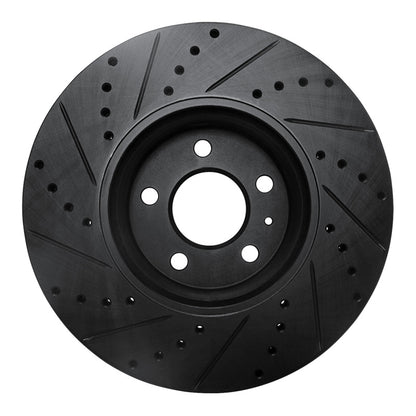 R1 Concepts R1 2011-2017 Audi A4 (USA/Canada) Front Right Drilled & Slotted Black Brake Rotor