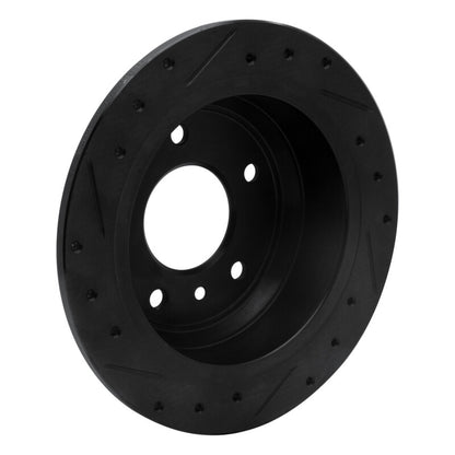 R1 Concepts R1 86-89 Jaguar XJ12 Rear Right Drilled & Slotted Black Brake Rotor