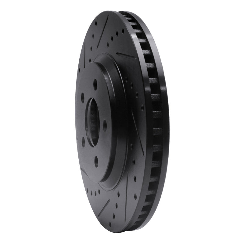 R1 Concepts R1 05-14 Ford Mustang Front Left Drilled & Slotted Black Brake Rotor