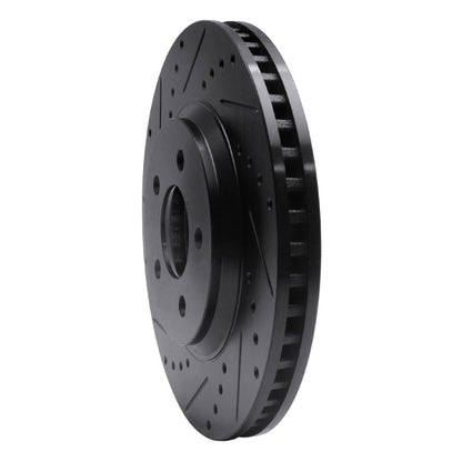 R1 Concepts R1 05-14 Ford Mustang Front Left Drilled & Slotted Black Brake Rotor