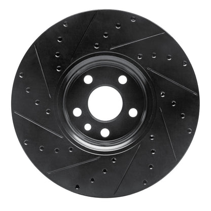 R1 Concepts R1 10-16 Volvo XC60 Front Right Drilled & Slotted Black Brake Rotor