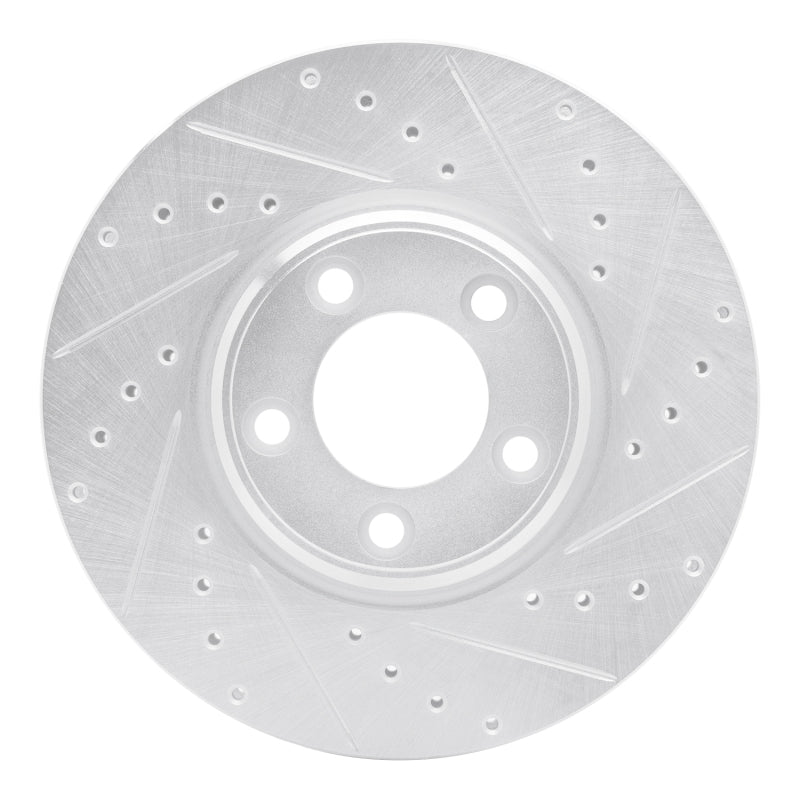 R1 Concepts R1 00-06 Ford Thunderbird Front Right Drilled & Slotted Silver Brake Rotor