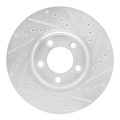 R1 Concepts R1 00-06 Ford Thunderbird Front Right Drilled & Slotted Silver Brake Rotor