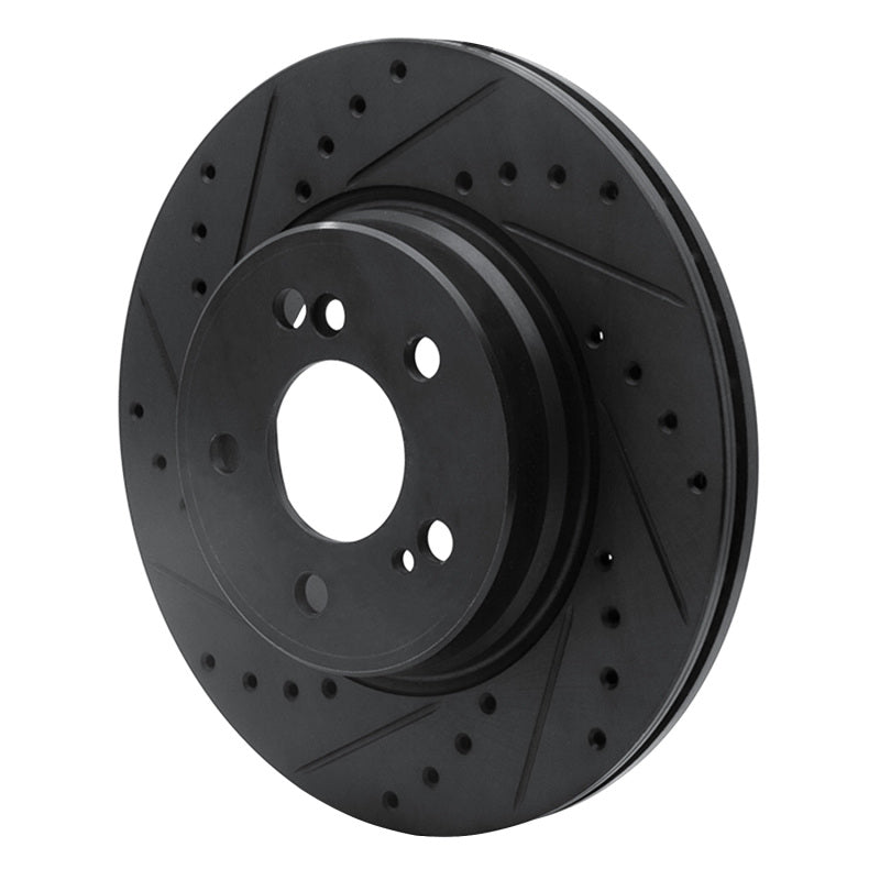 R1 Concepts R1 93-02 Mercedes-Benz 600SL Rear Left Drilled & Slotted Black Brake Rotor