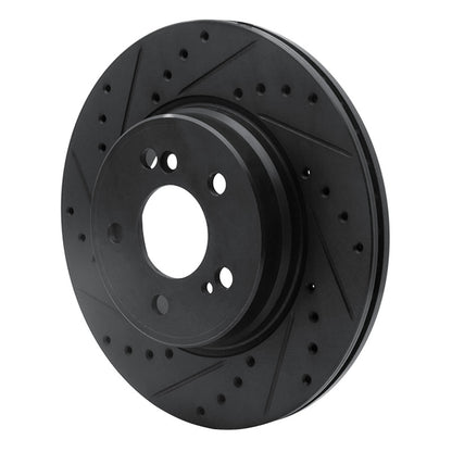 R1 Concepts R1 93-02 Mercedes-Benz 600SL Rear Left Drilled & Slotted Black Brake Rotor