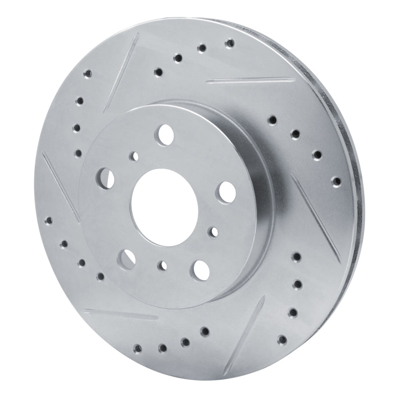 R1 Concepts R1 86-89 Toyota Celica Front Left Drilled & Slotted Silver Brake Rotor