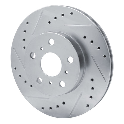 R1 Concepts R1 86-89 Toyota Celica Front Left Drilled & Slotted Silver Brake Rotor