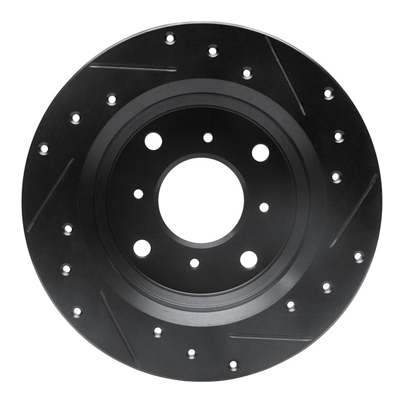 R1 Concepts R1 86-96 Acura Legend Rear Left Drilled & Slotted Black Brake Rotor