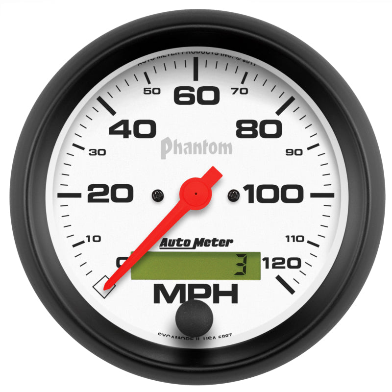 Autometer Phantom 3-3/8in 120MPH Speedometer Electric Program w/ LCD Odometer